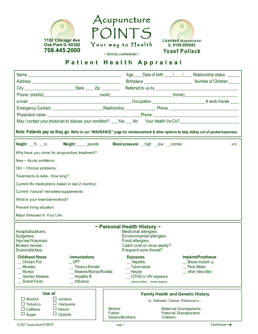 Health Appraisal Form 2021 PDF